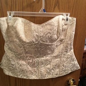 Cream and Gold Jacquard Corset Top